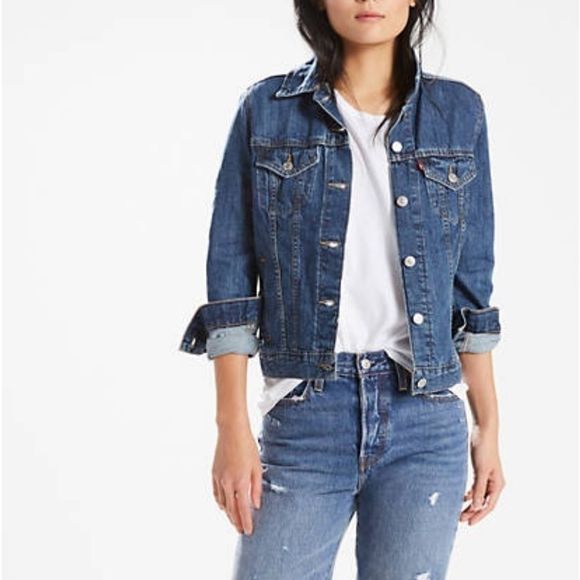 Levi's New Original Jean Trucker Jacket Dark Wash Denim NWT - Picture 2 of 3